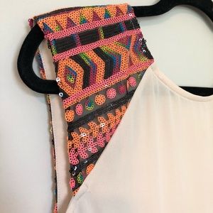 Sequin Split Back Blouse